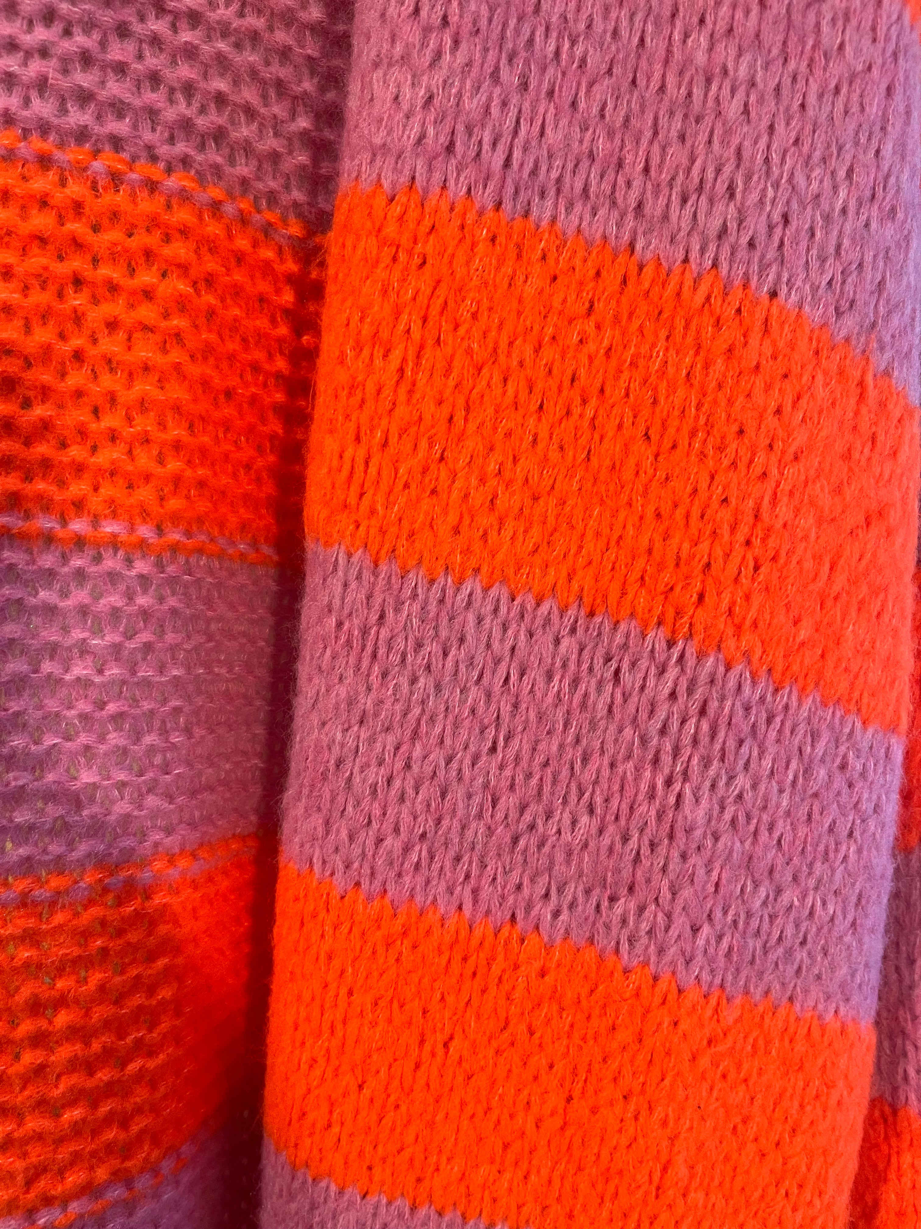 Lange Strickjacke Cardigan mit Streifen