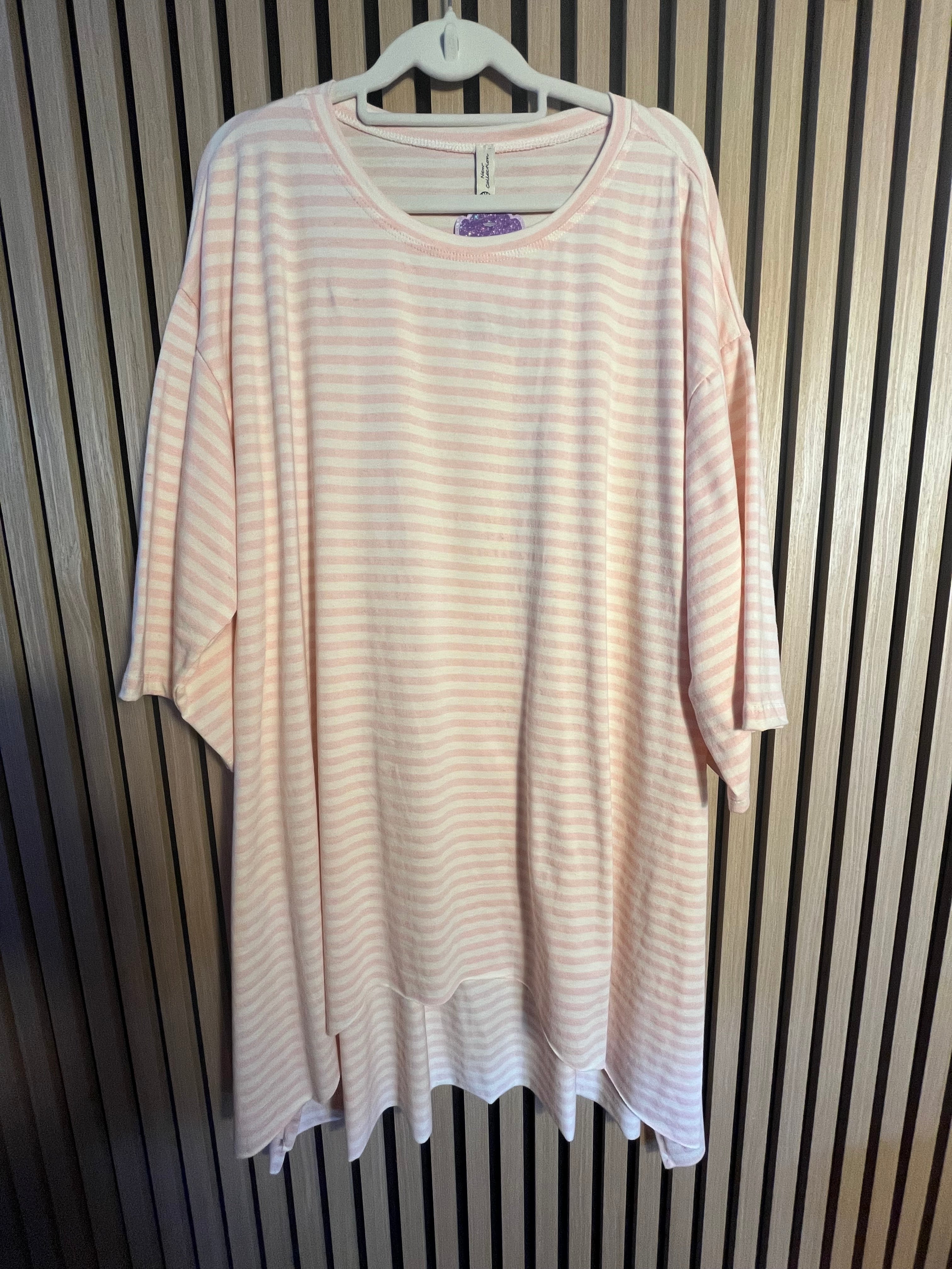 Long Shirt plussize curvy Streifen