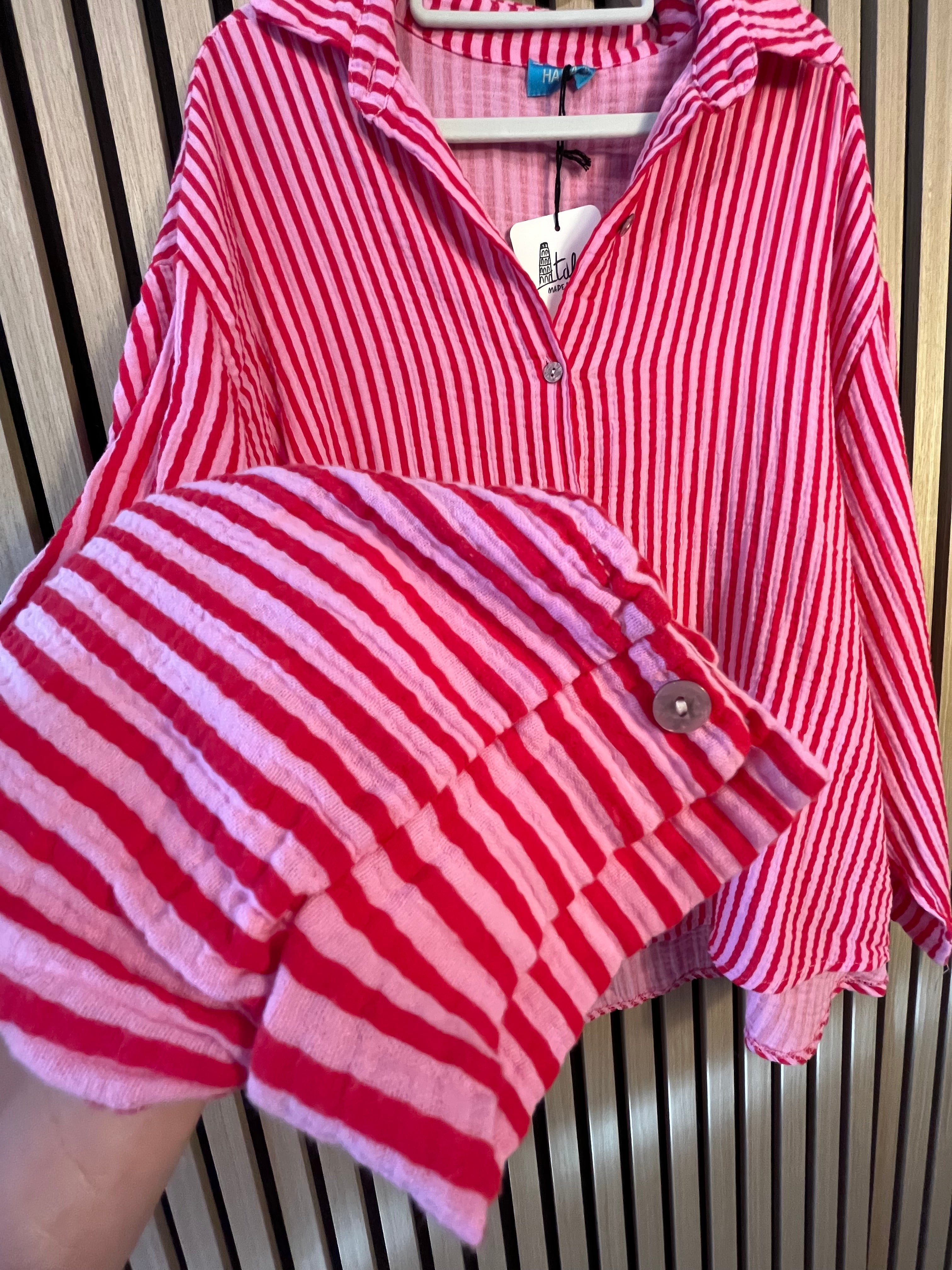Musselin-Bluse „Lina“ Streifen/uni einfarbig
