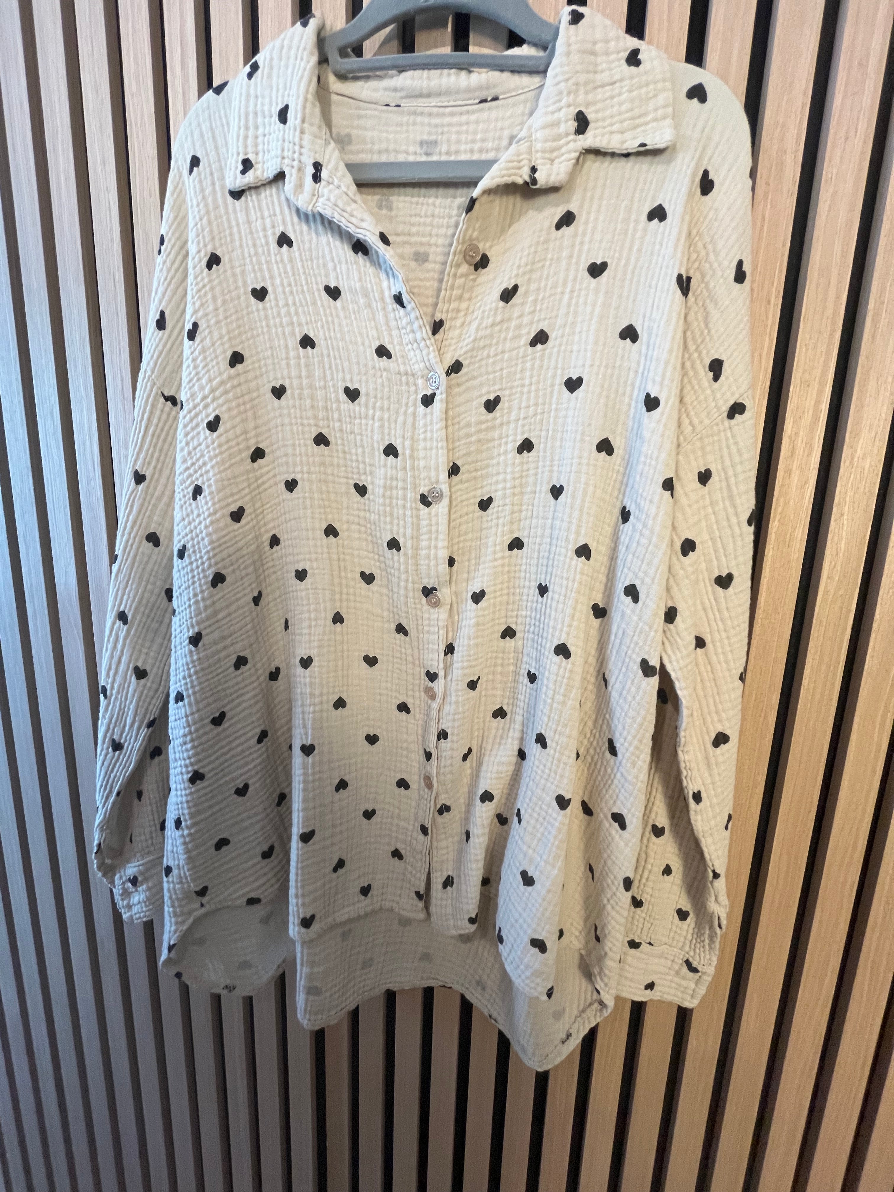 Musselin Bluse Herzen Baumwolle