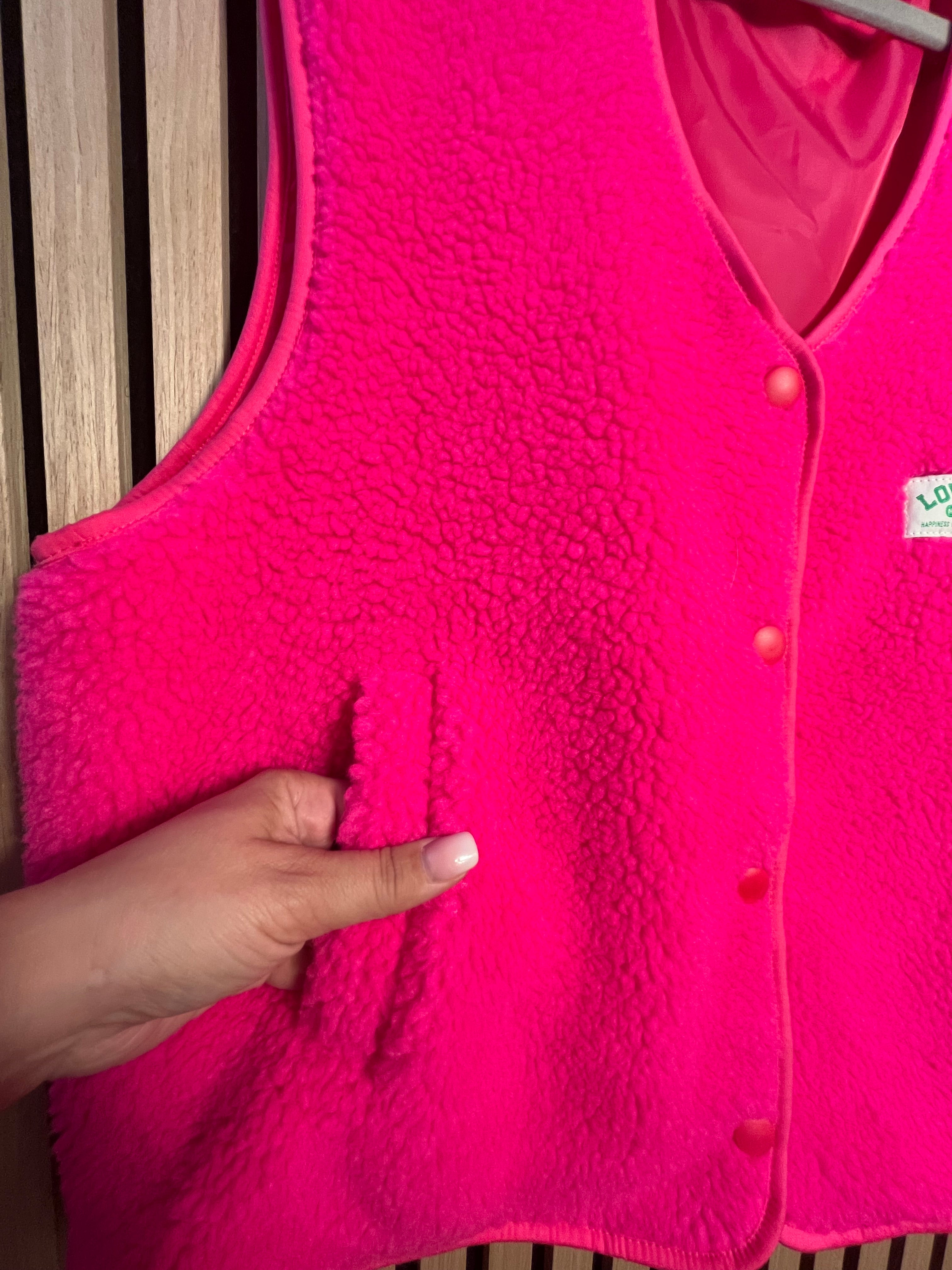 Weste Teddyfell pink oversize