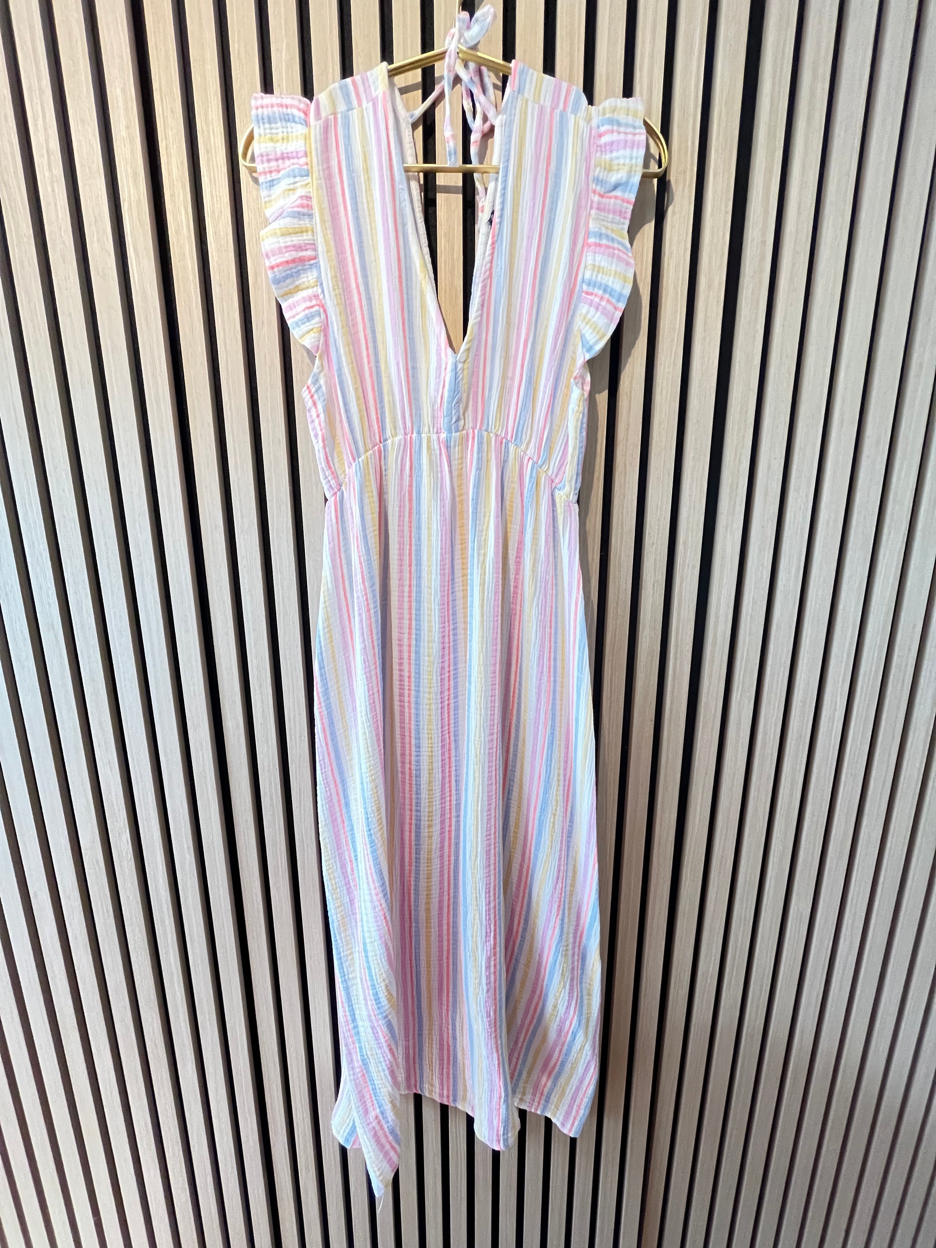 Langes Kleid Baumwolle mit Streifen 