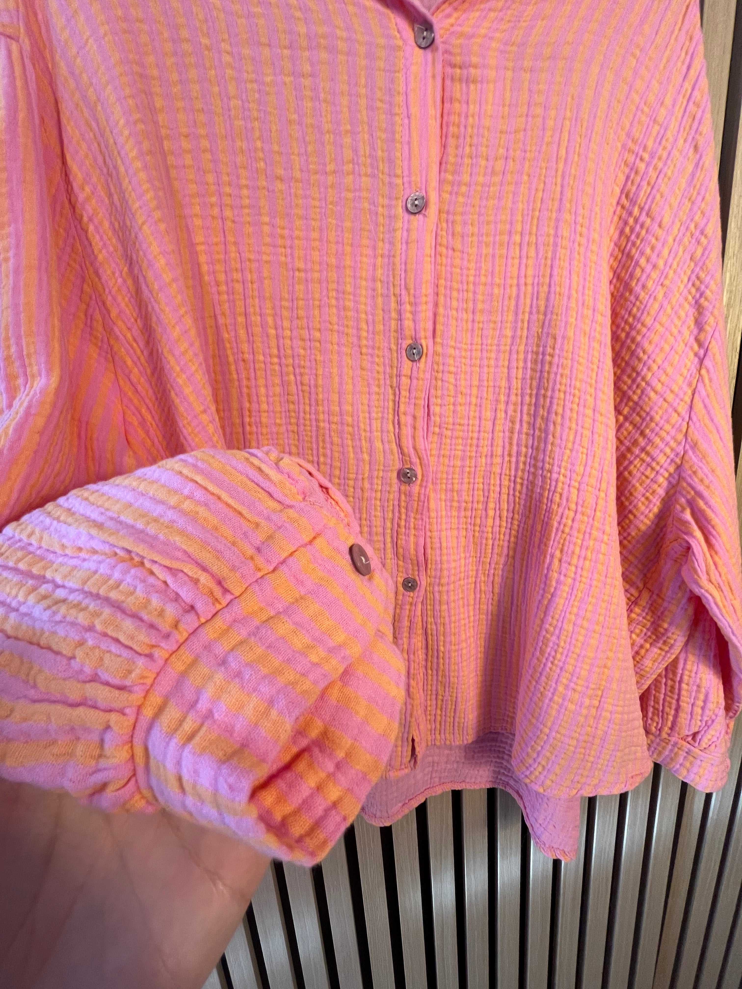 Musselin-Bluse „Lina“ Streifen/uni einfarbig