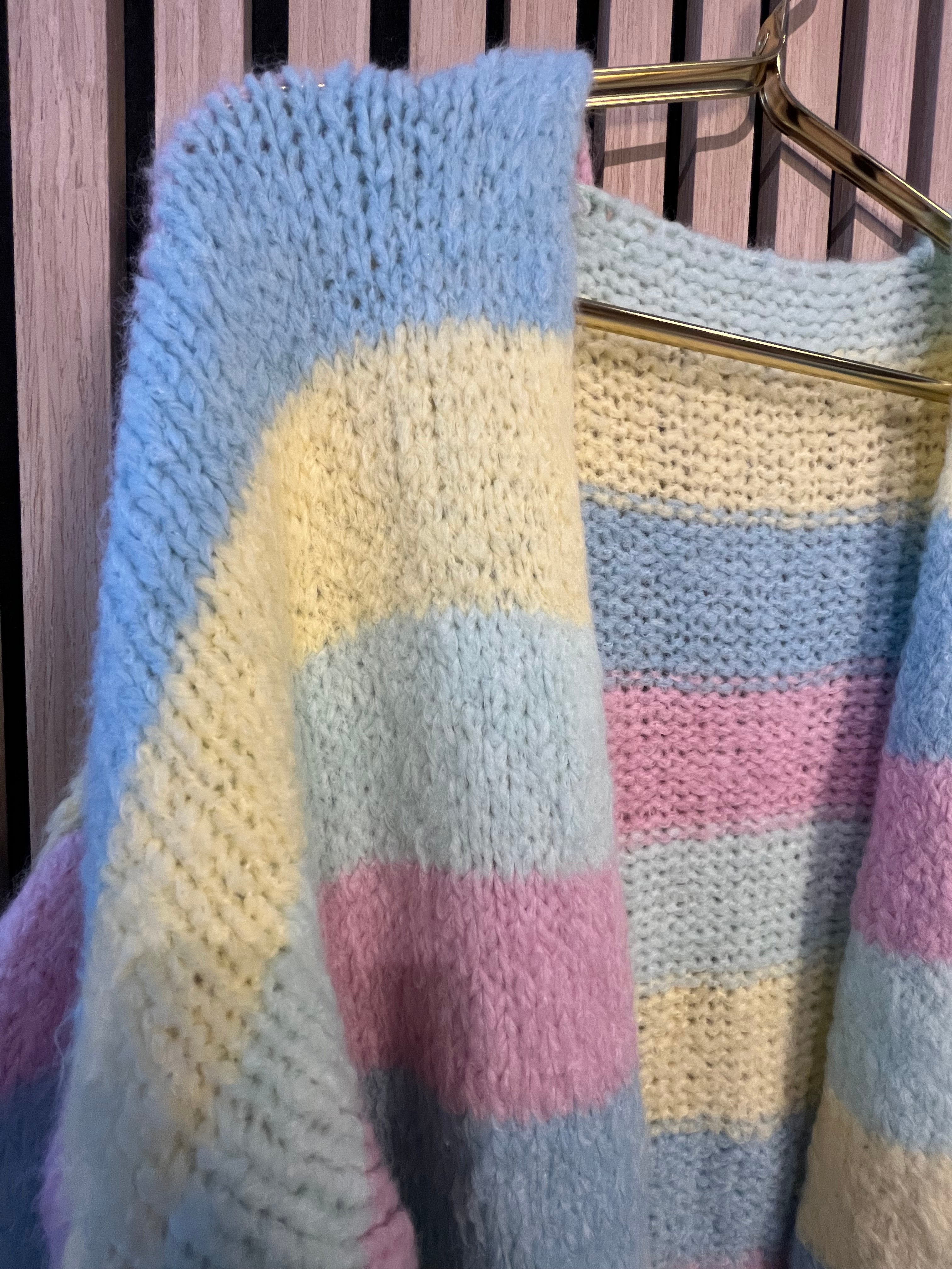 Strickjacke Cardigan bunt rosa mint blau gelb