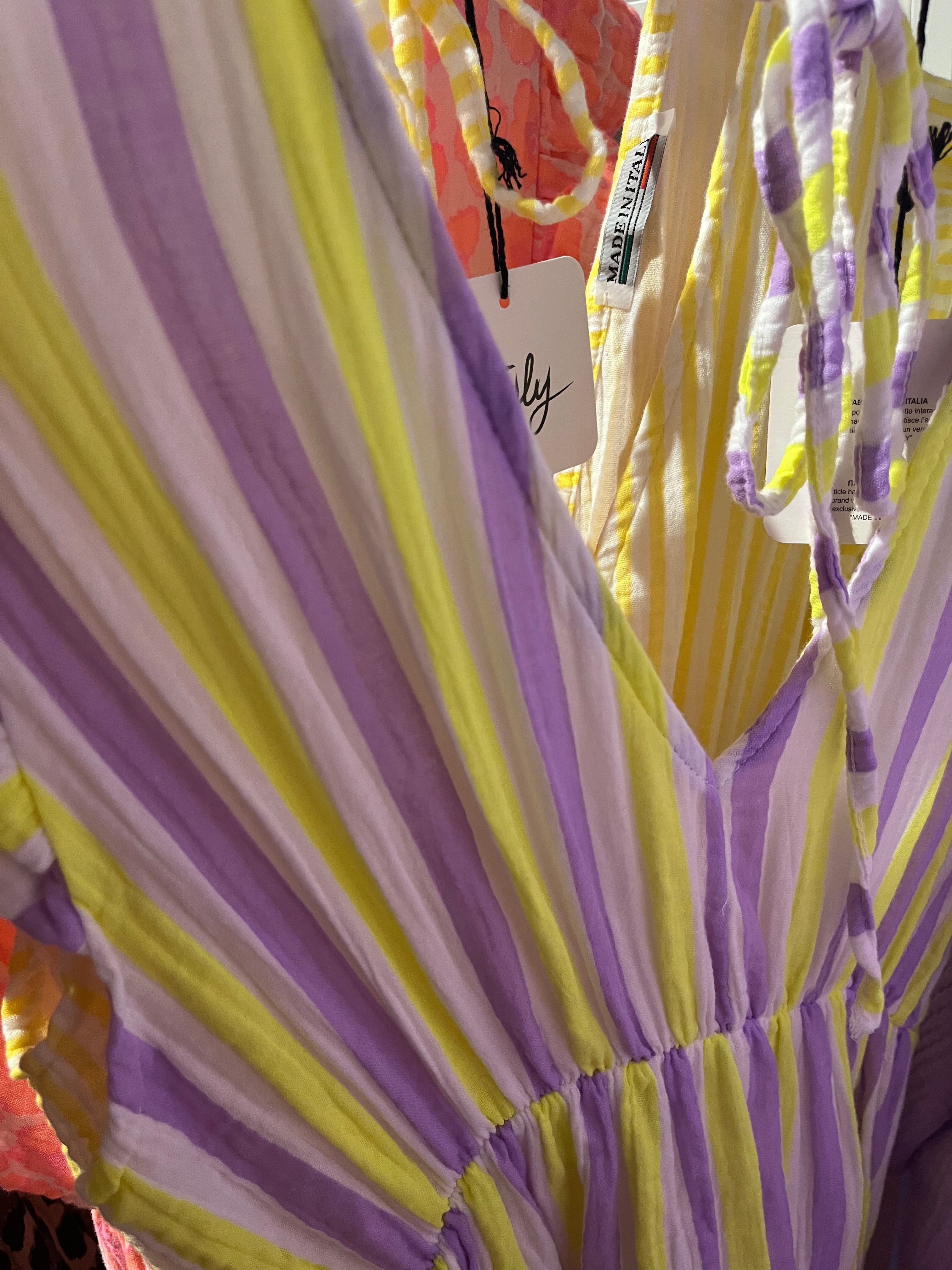 Langes Kleid Baumwolle mit Streifen 