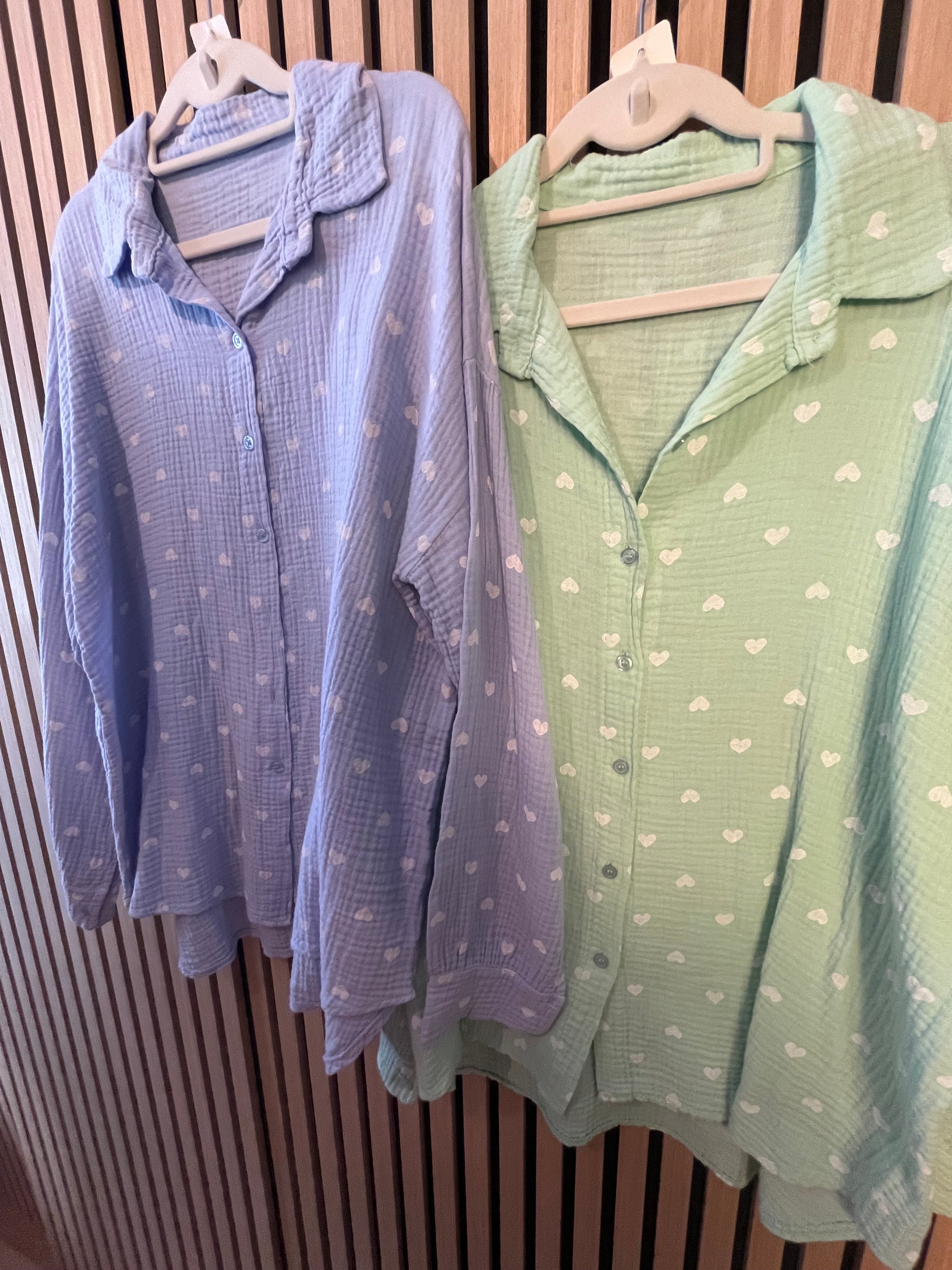 Musselin Bluse Herzen Baumwolle