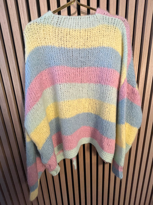 Strickjacke Cardigan bunt rosa mint blau gelb