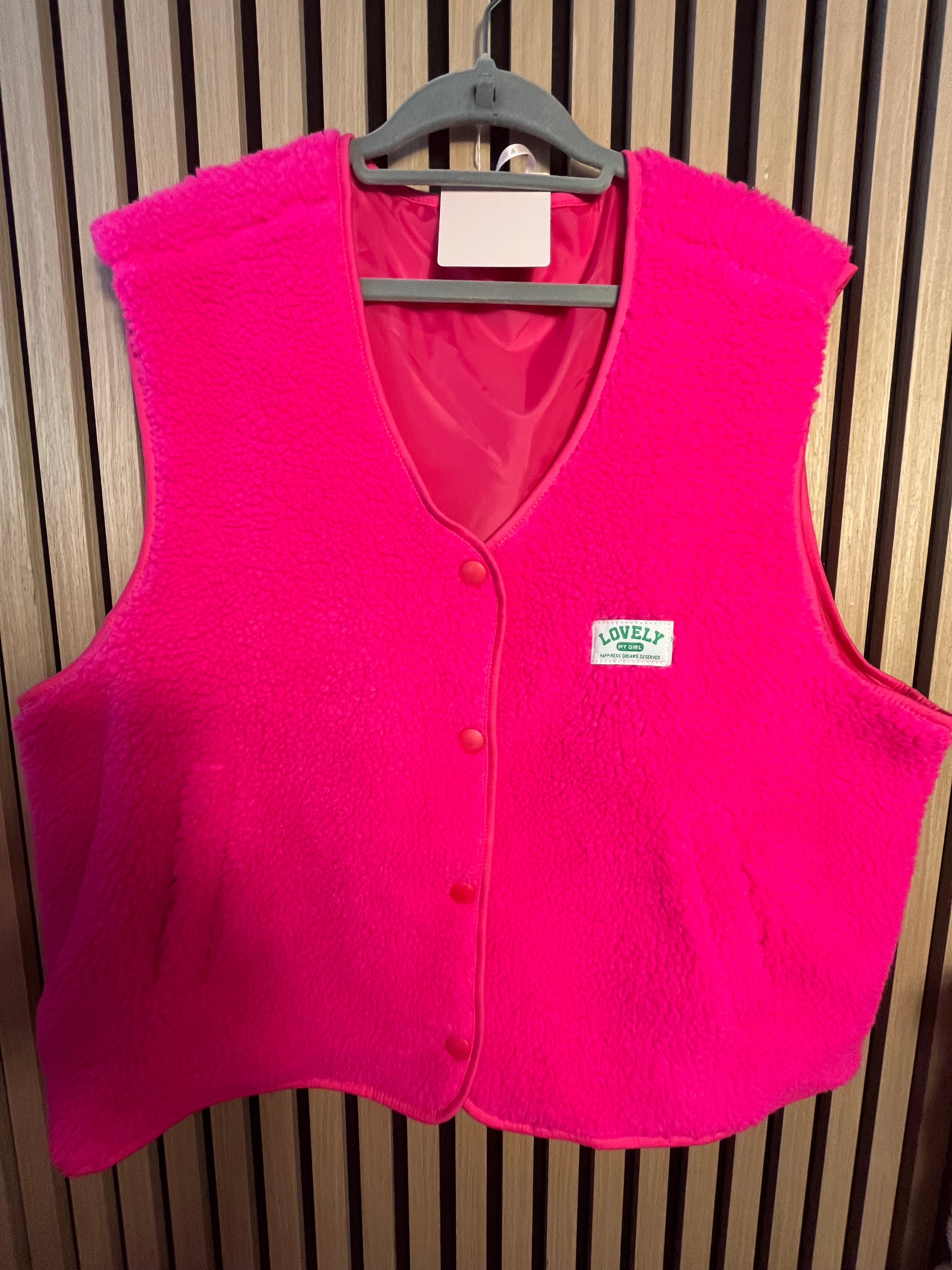 Weste Teddyfell pink oversize