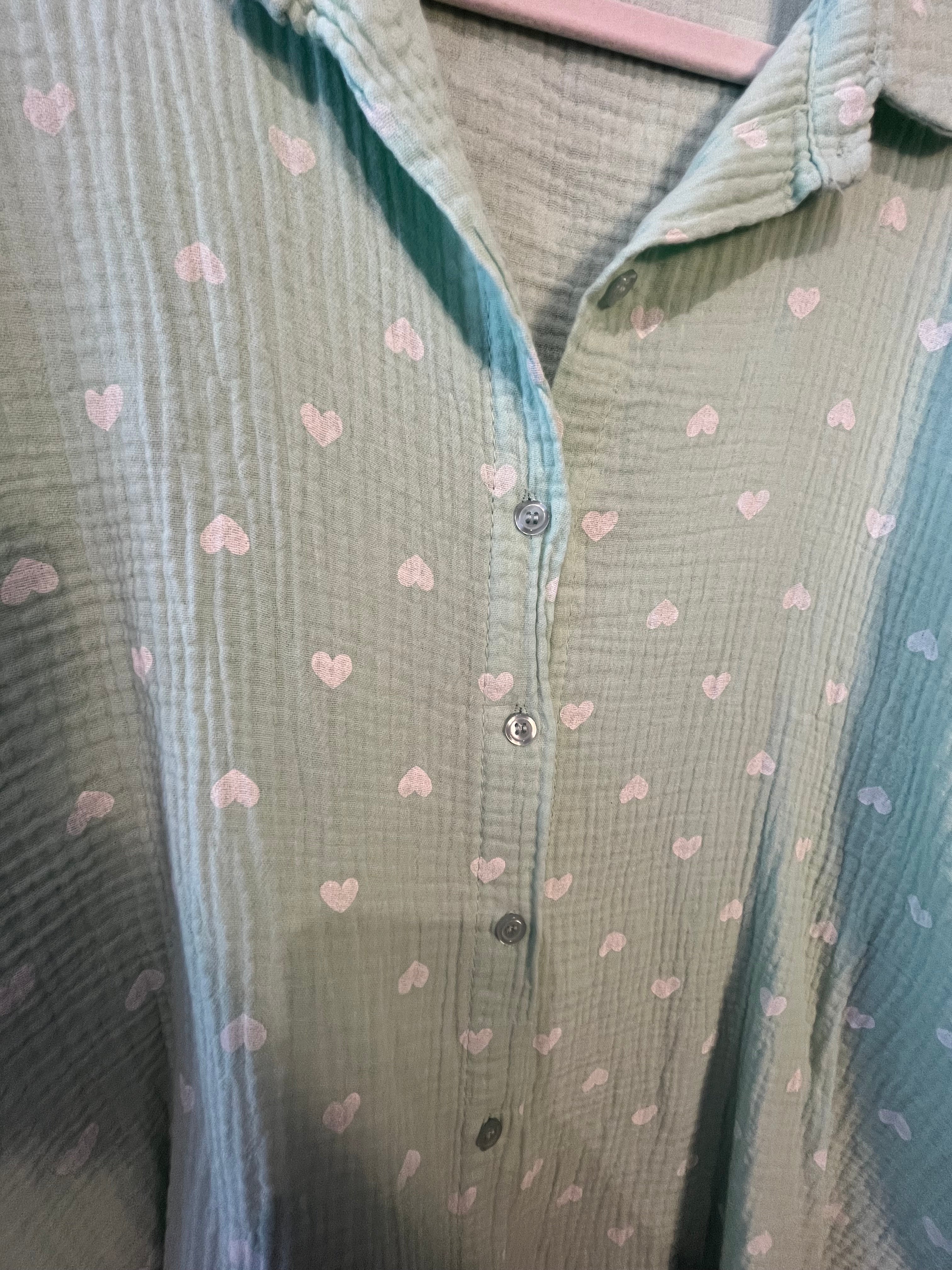 Musselin Bluse Herzen Baumwolle