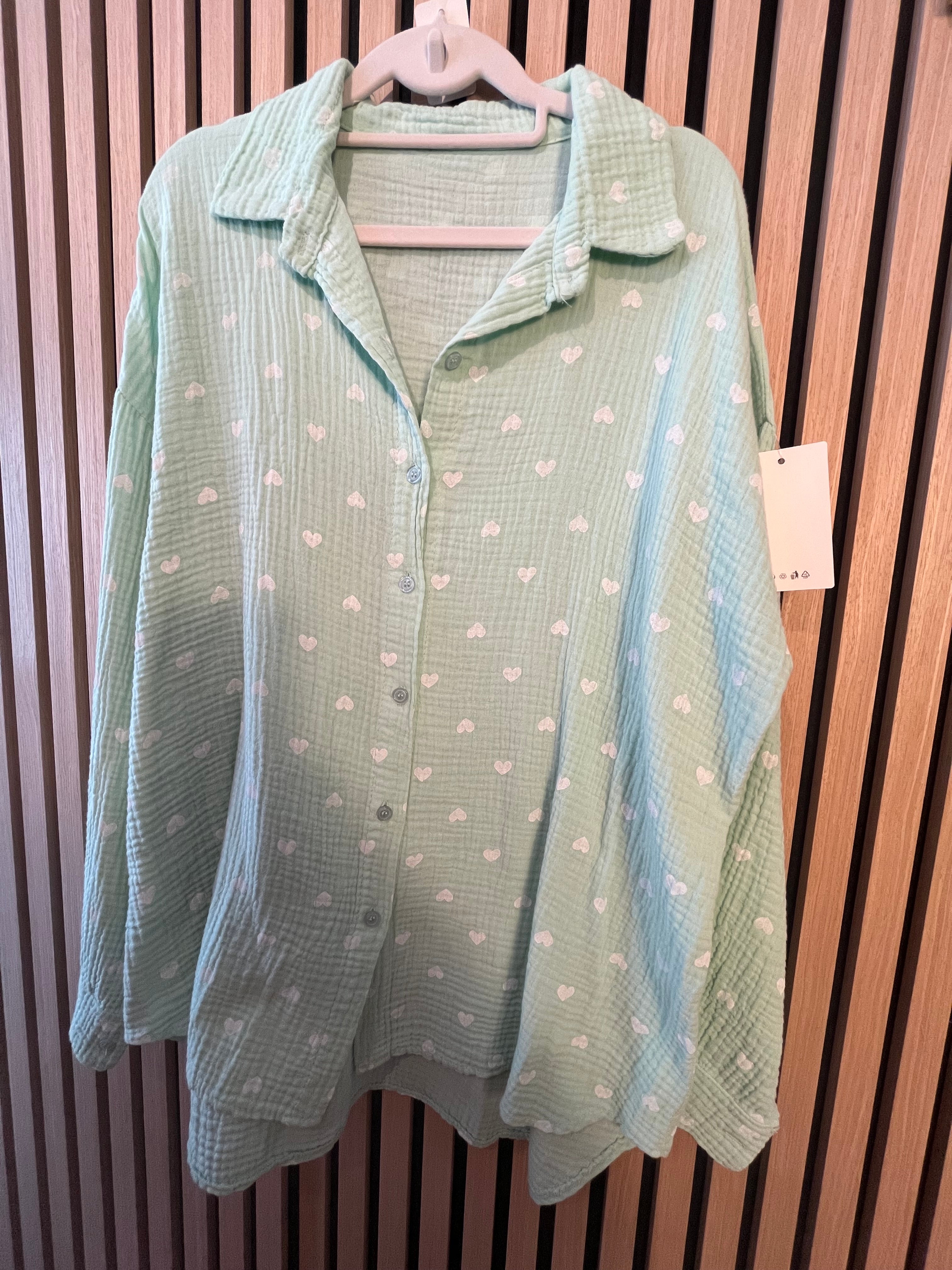 Musselin Bluse Herzen Baumwolle