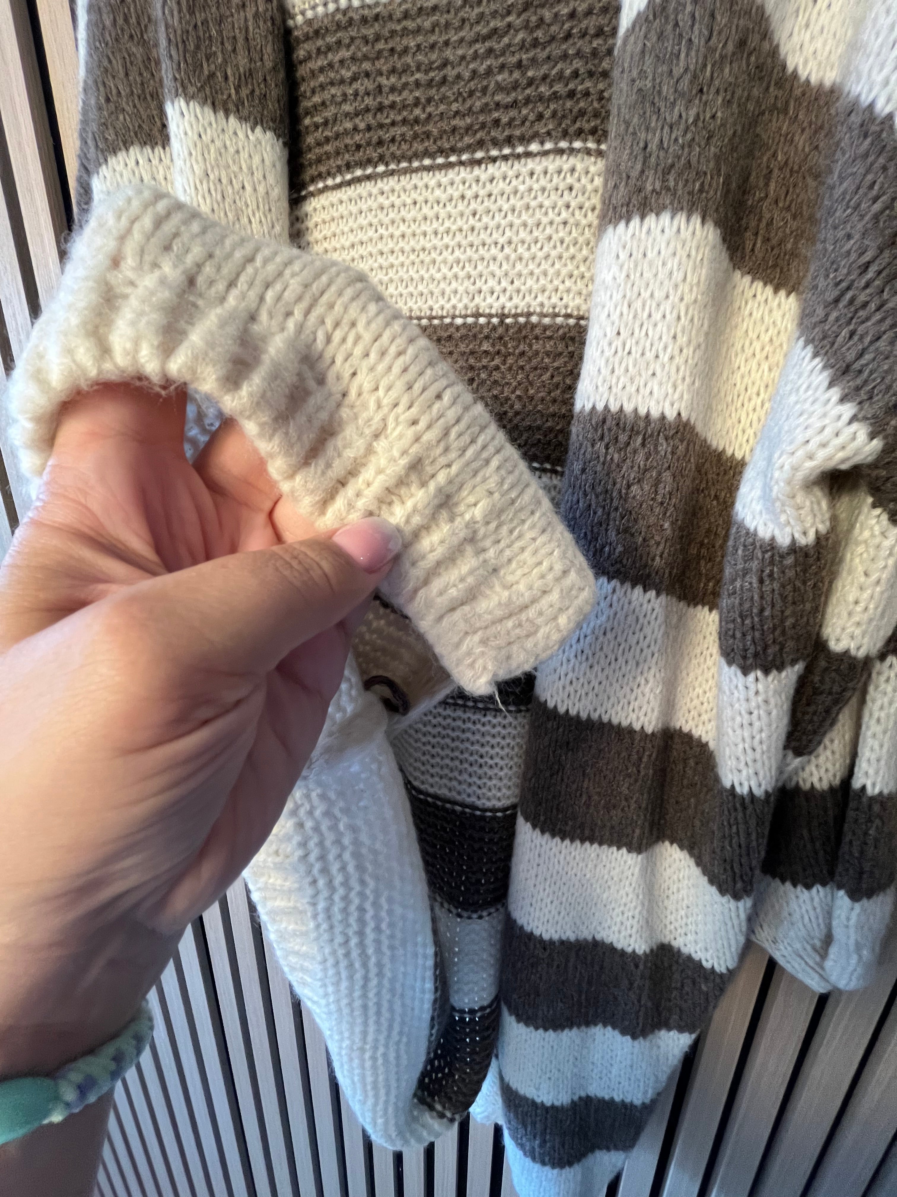 Lange Strickjacke „Lola“ mit Streifen oversize plussize Cardigan