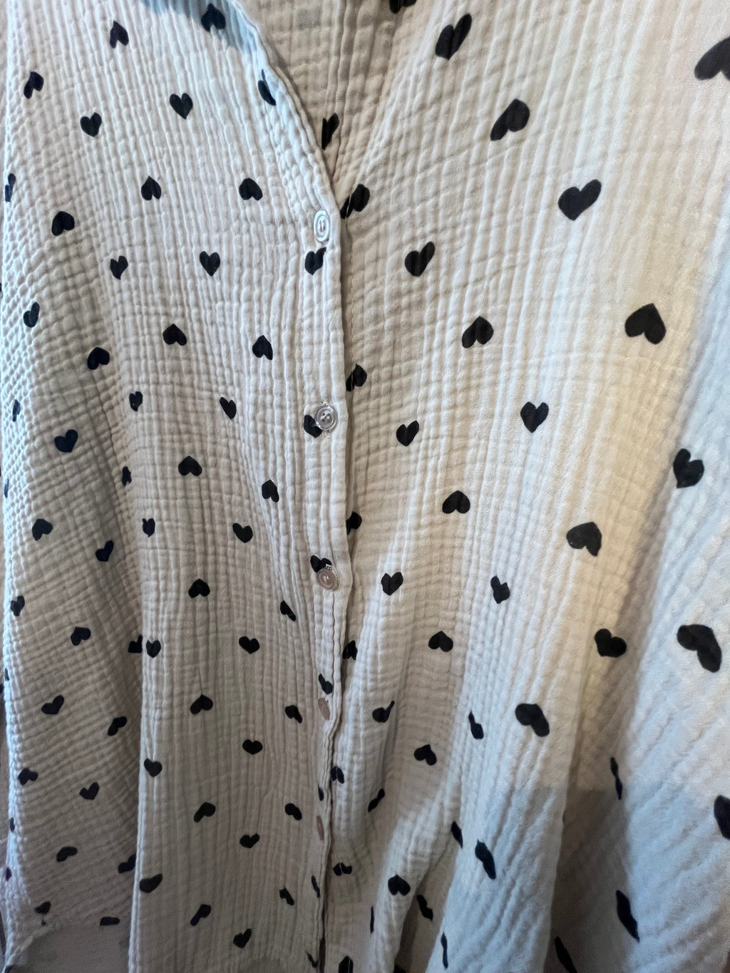 Musselin Bluse Herzen Baumwolle