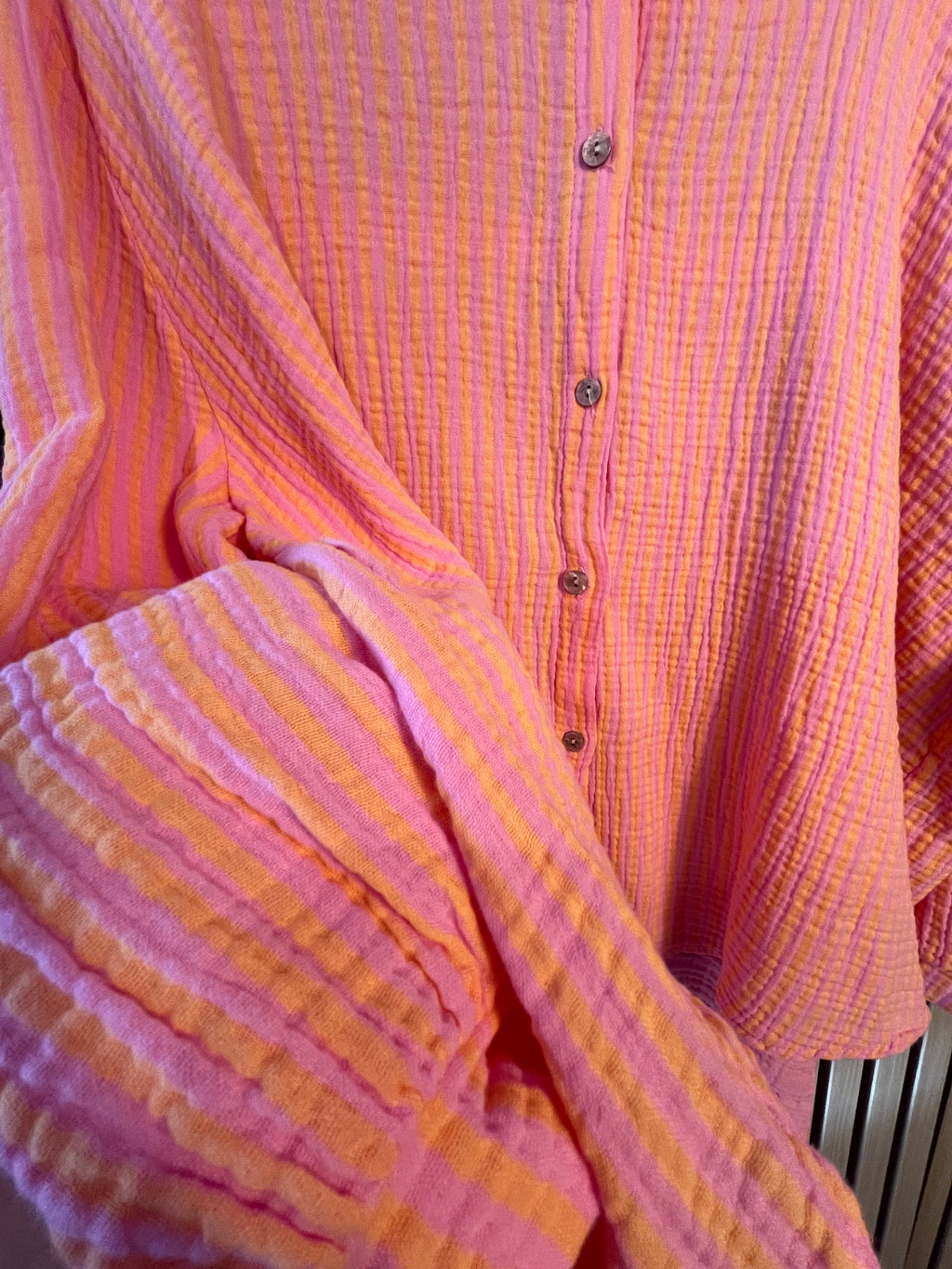 Musselin-Bluse „Lina“ Streifen/uni einfarbig