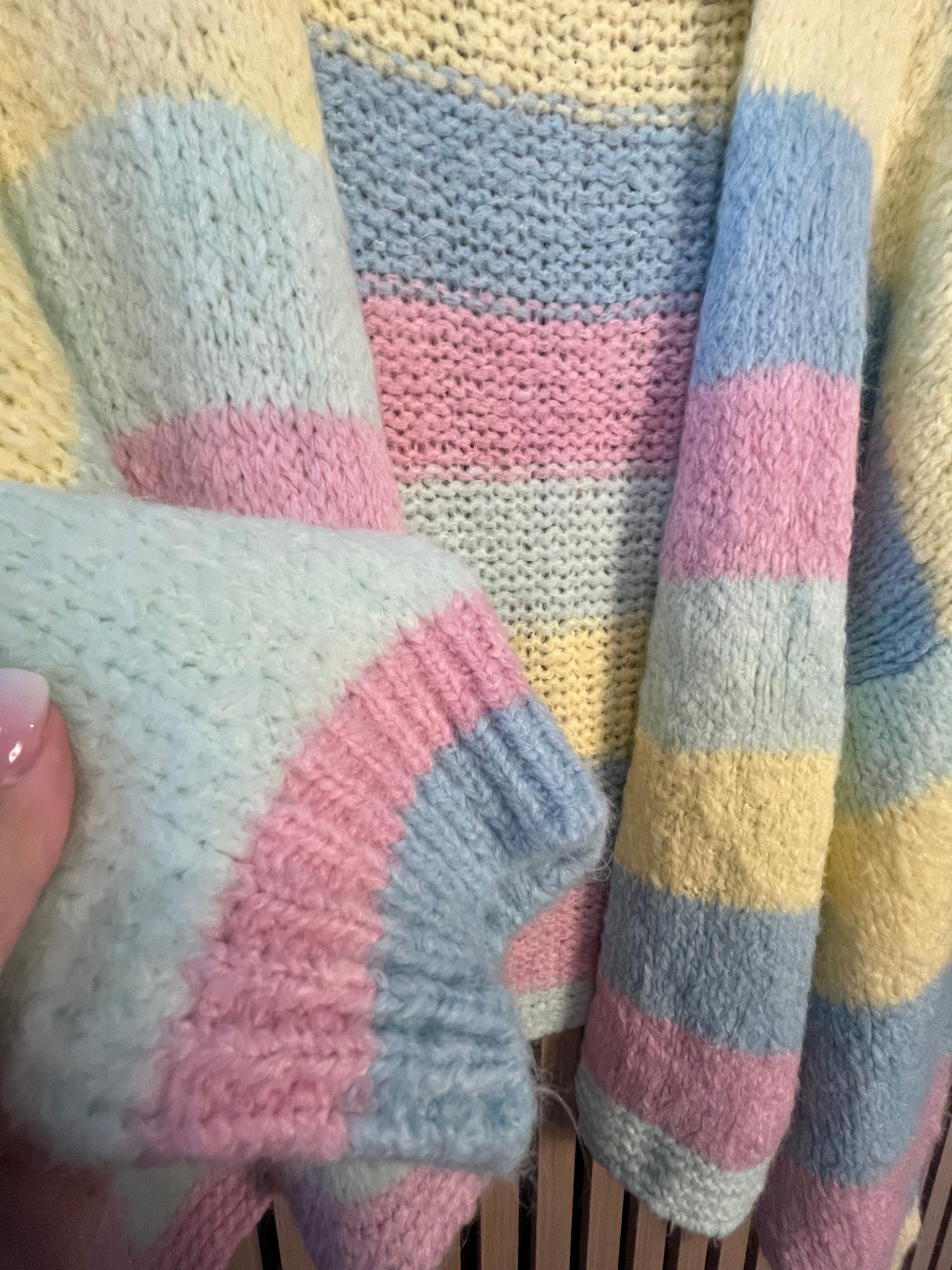 Strickjacke Cardigan bunt rosa mint blau gelb