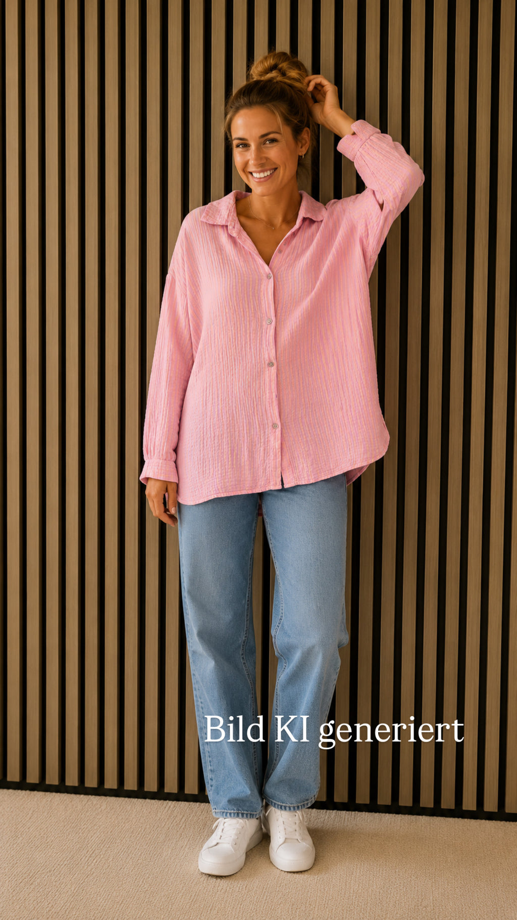 Musselin-Bluse „Lina“ Streifen/uni einfarbig