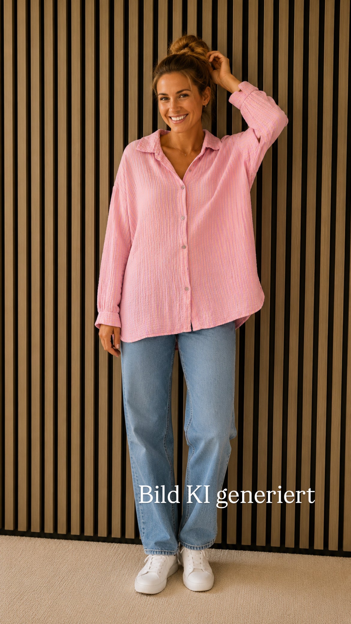 Musselin-Bluse „Lina“ Streifen/uni einfarbig
