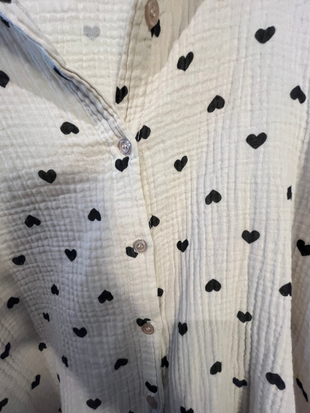 Musselin Bluse Herzen Baumwolle