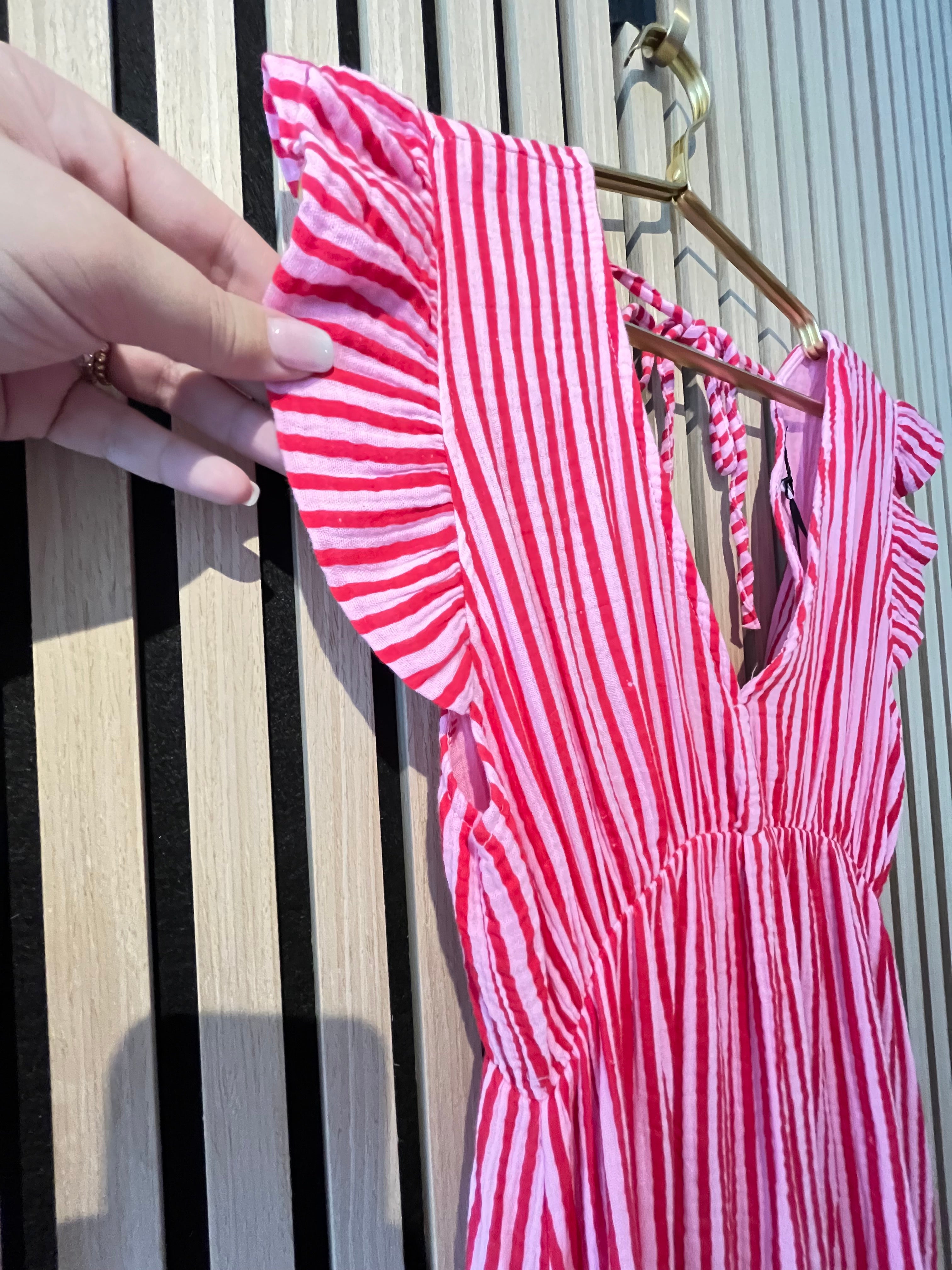 Langes Kleid Baumwolle mit Streifen 