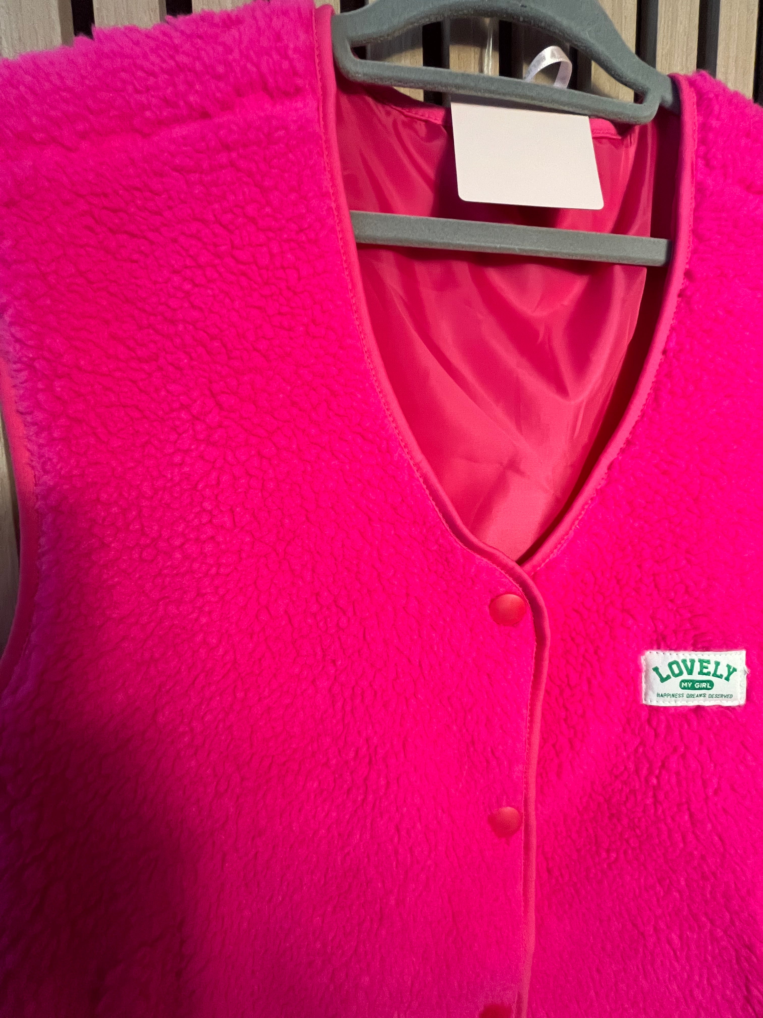 Weste Teddyfell pink oversize