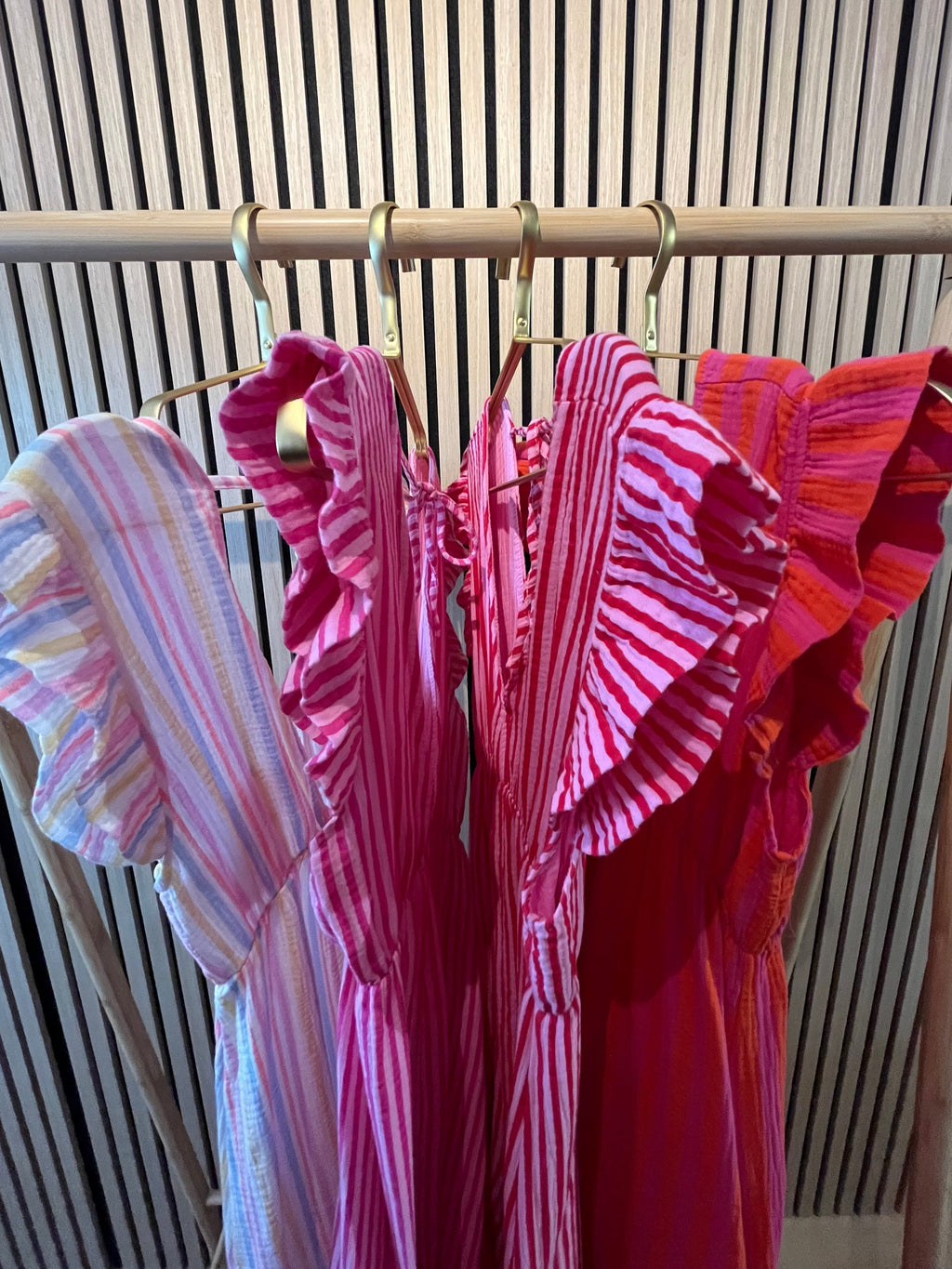 Langes Kleid Baumwolle mit Streifen 