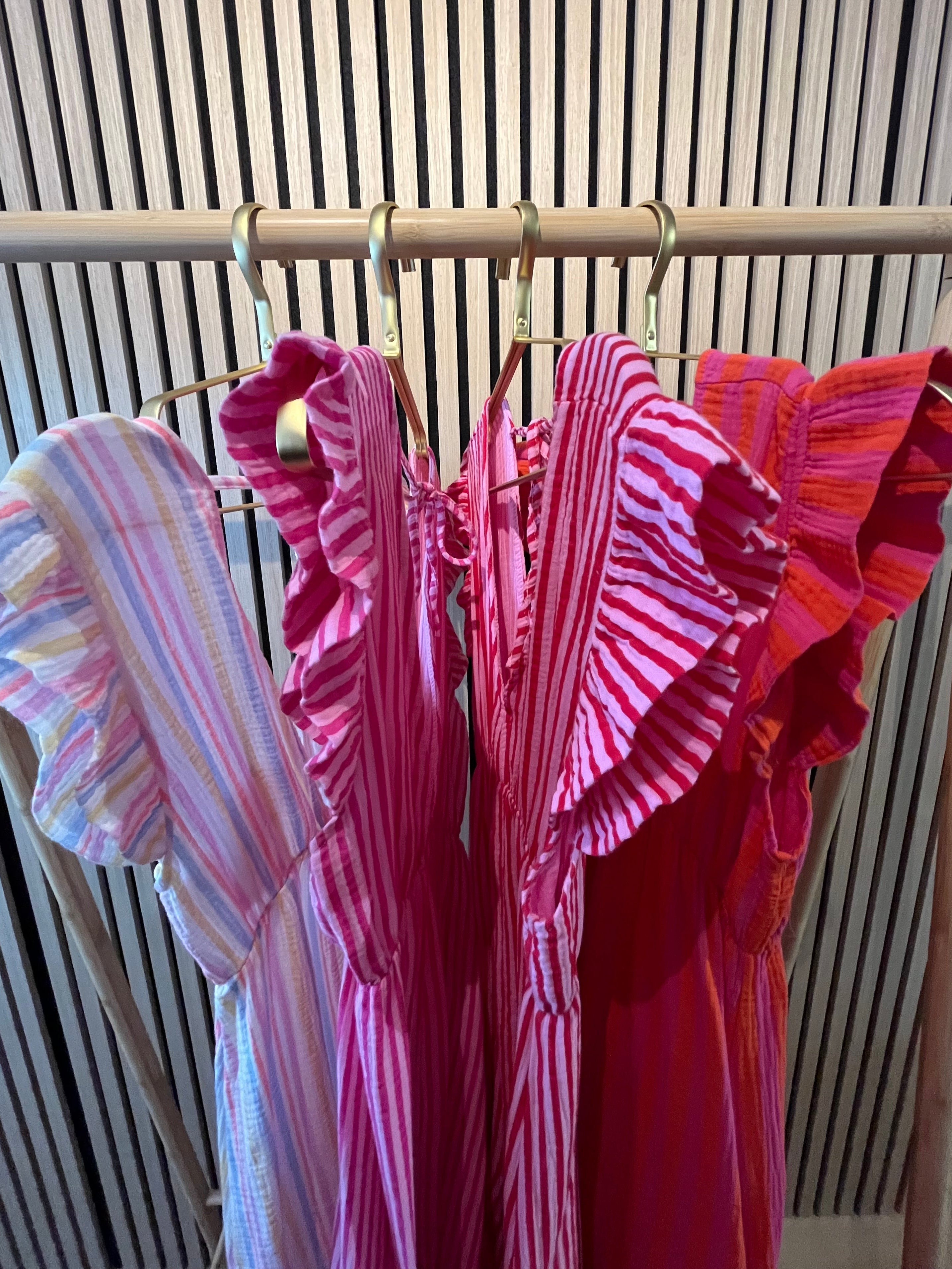 Langes Kleid Baumwolle mit Streifen 