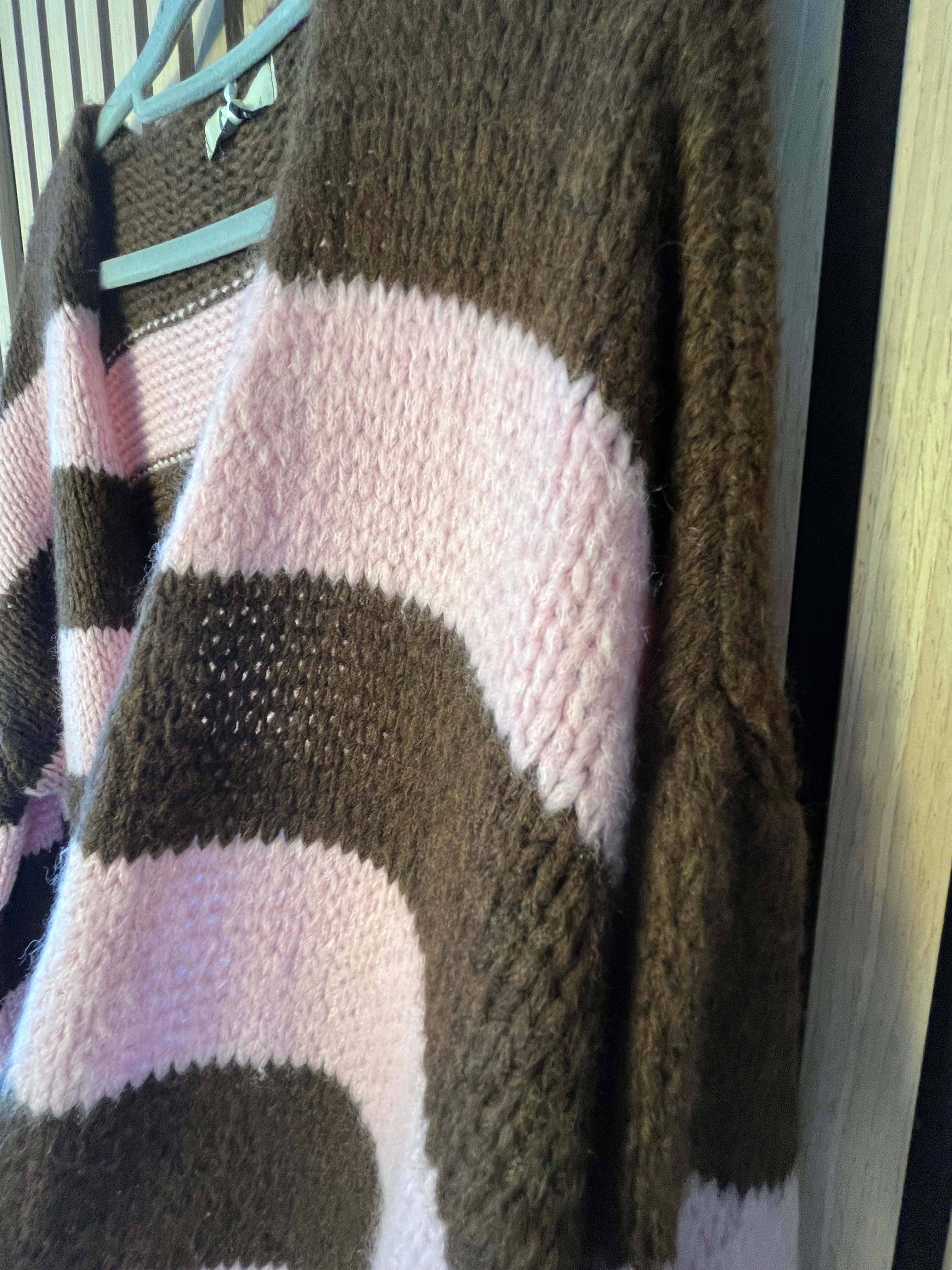 Lange Strickjacke Cardigan mit Streifen
