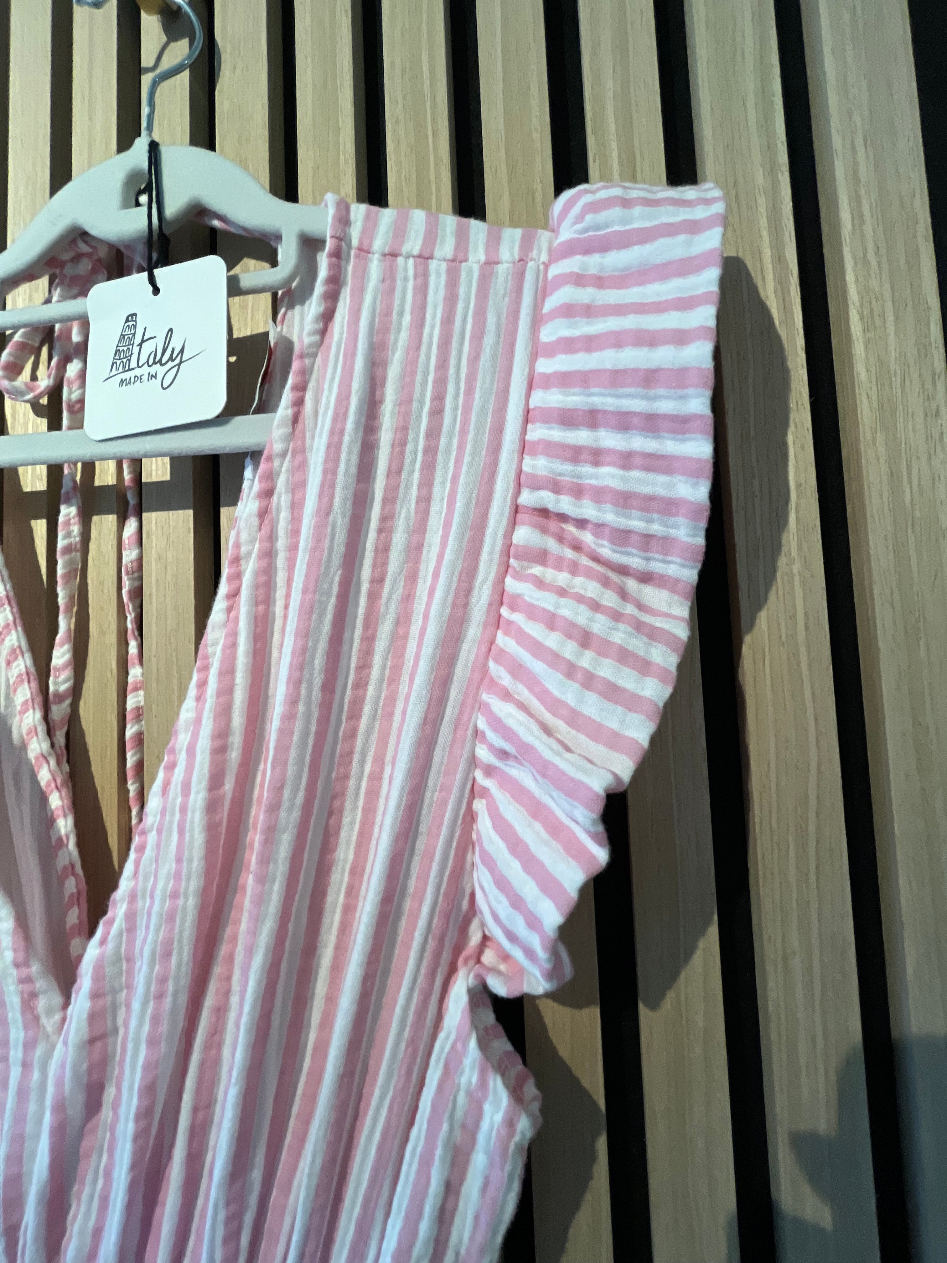 Langes Kleid Baumwolle mit Streifen 