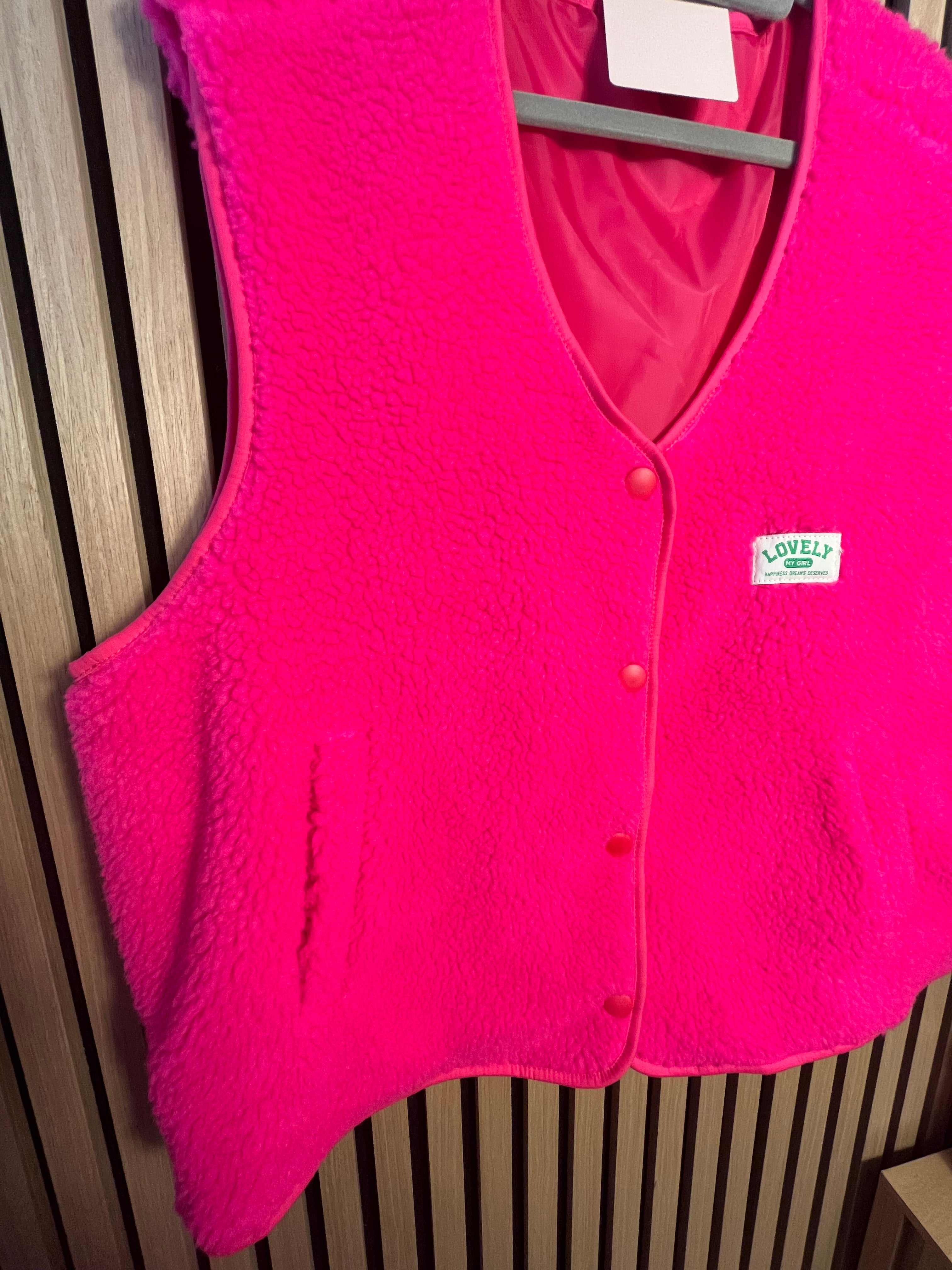 Weste Teddyfell pink oversize