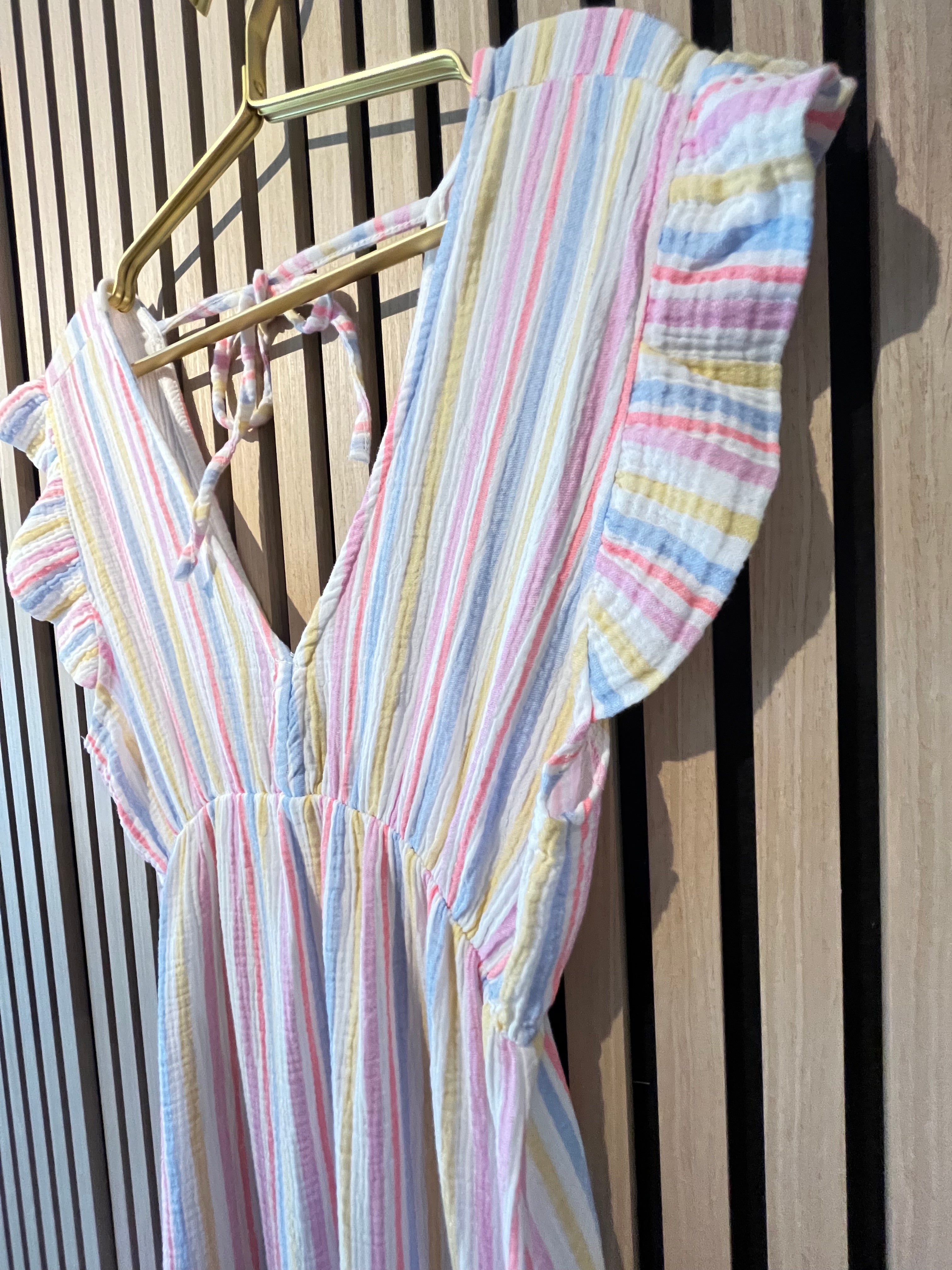 Langes Kleid Baumwolle mit Streifen 