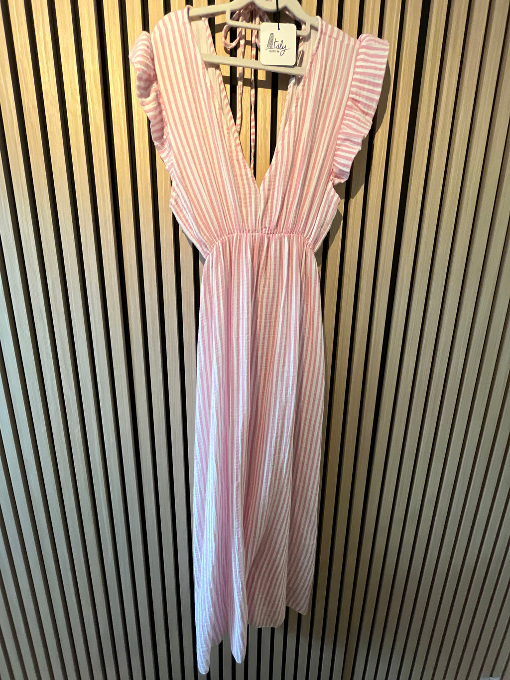 Langes Kleid Baumwolle mit Streifen 