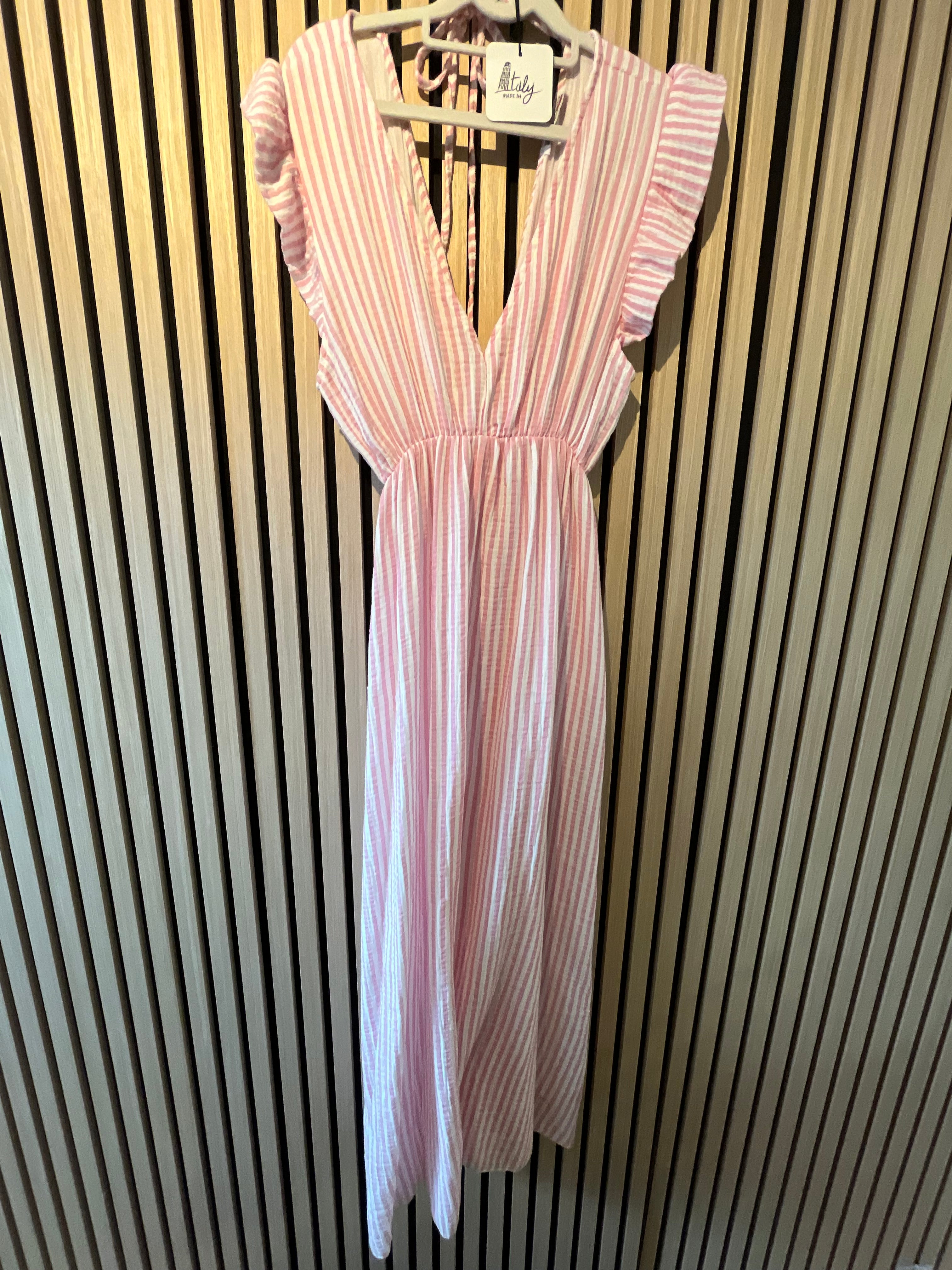 Langes Kleid Baumwolle mit Streifen 