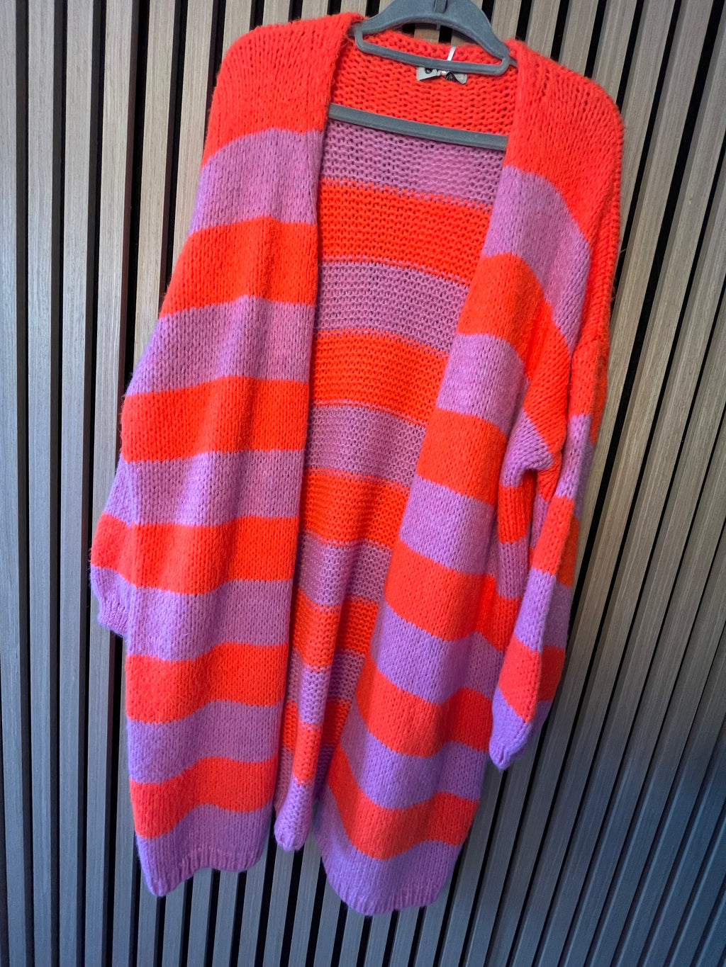 Lange Strickjacke Cardigan mit Streifen