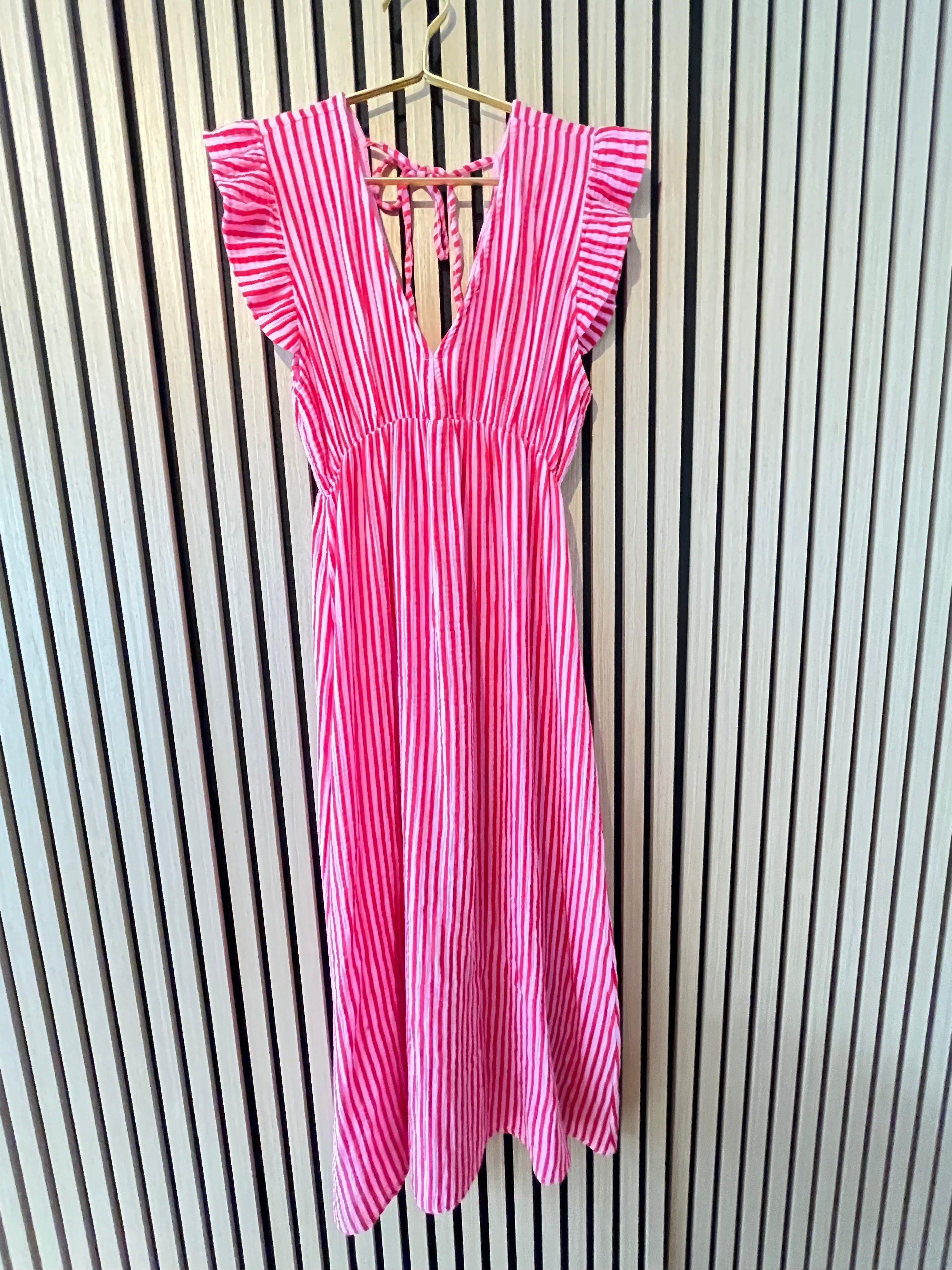 Langes Kleid Baumwolle mit Streifen 