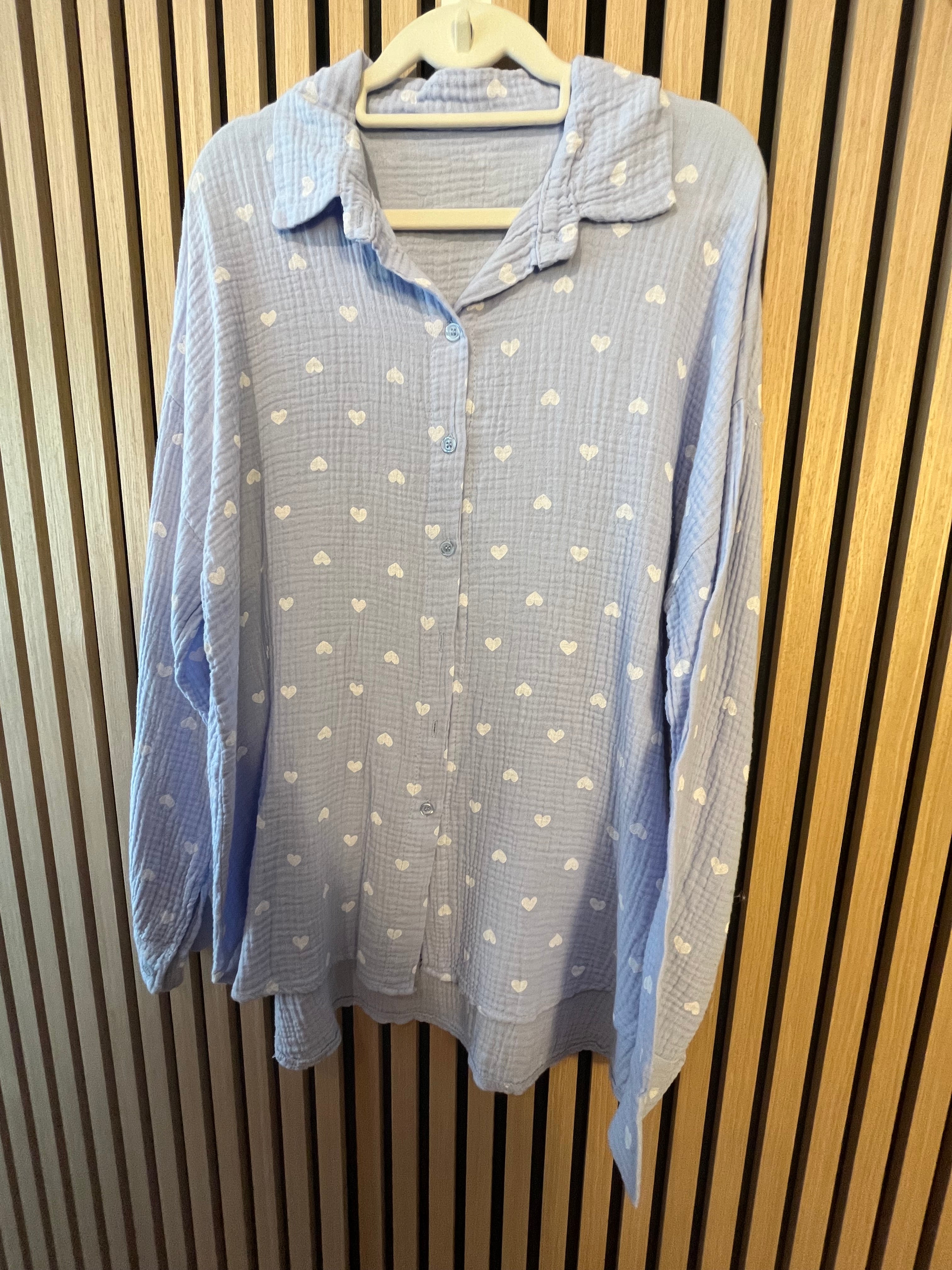 Musselin Bluse Herzen Baumwolle